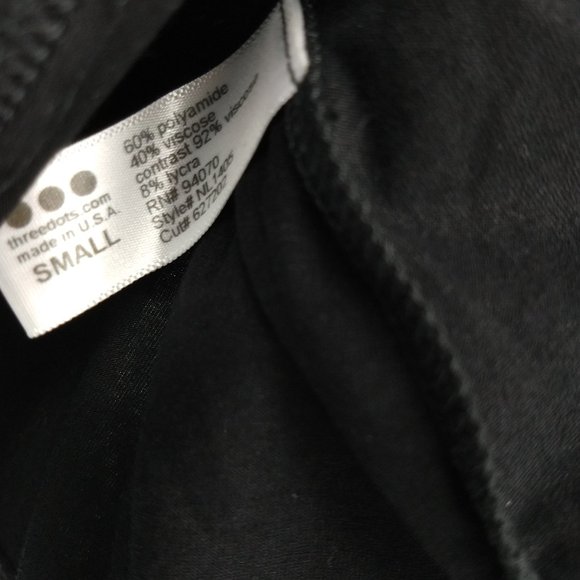 Three Dots Scoop Neck Lace Tee Black Sheer Layer S - Picture 4 of 7